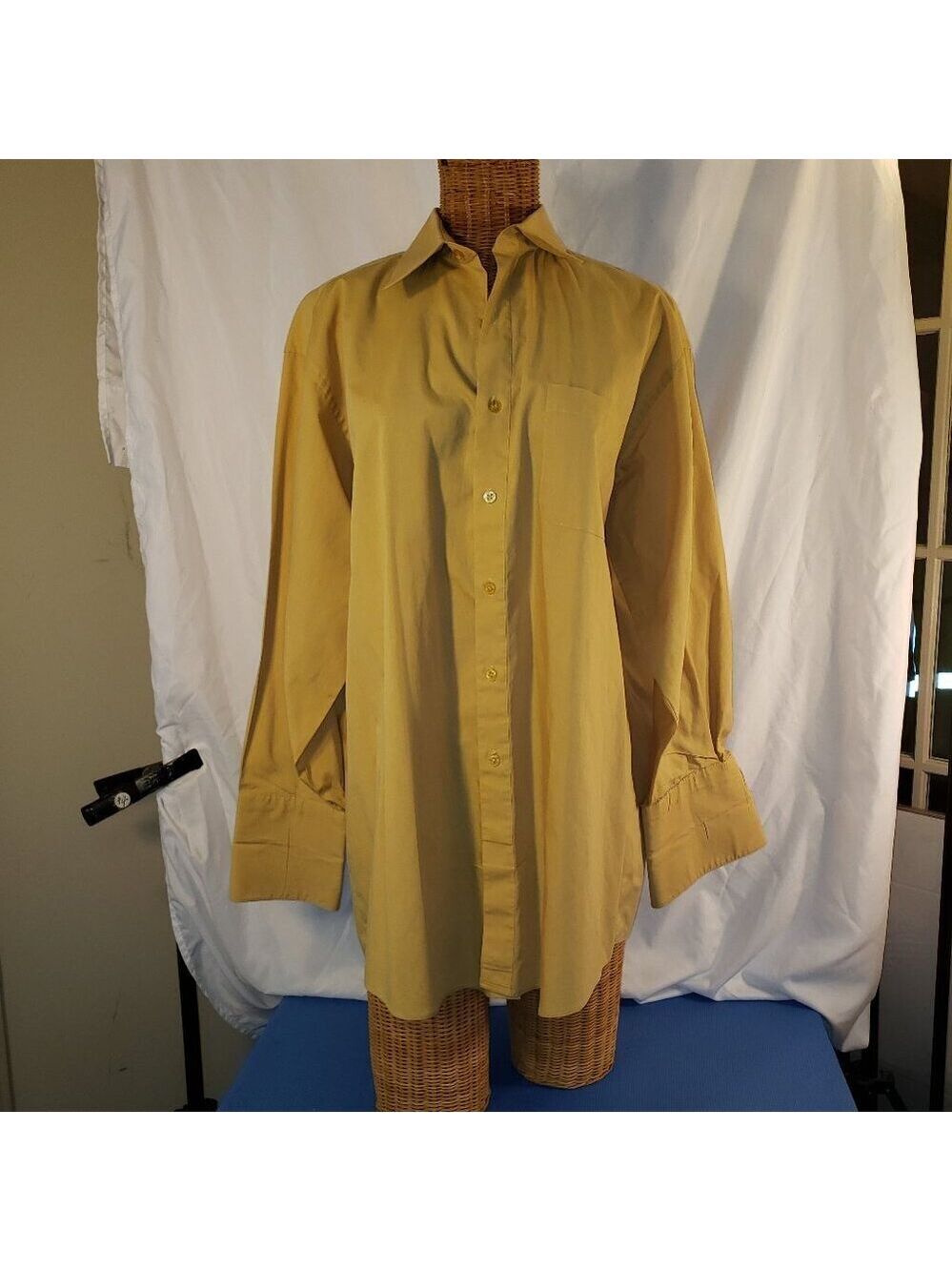 Lucasini brand men's 300 series dress shirt in Mustard - 17-1/2  34/35